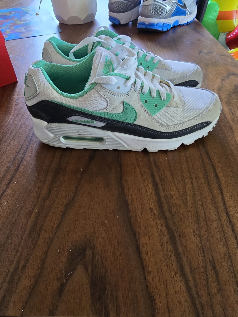 Nike Mens Air Max Sneakers in White and Green